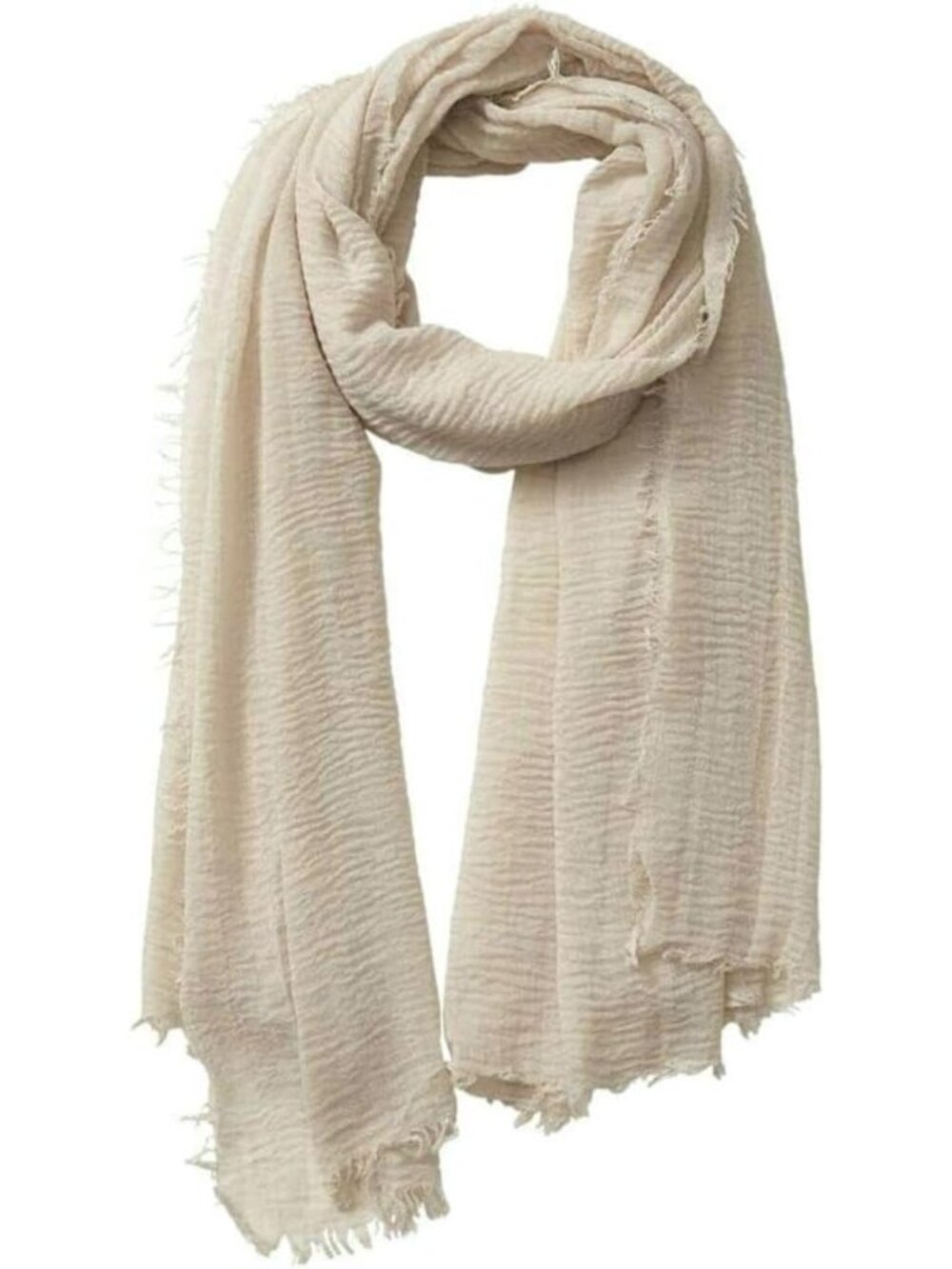 Cotton Blend Crinkle Vintage Soft Scarf with Fringed Edges,linen scarf,shawl,tra
